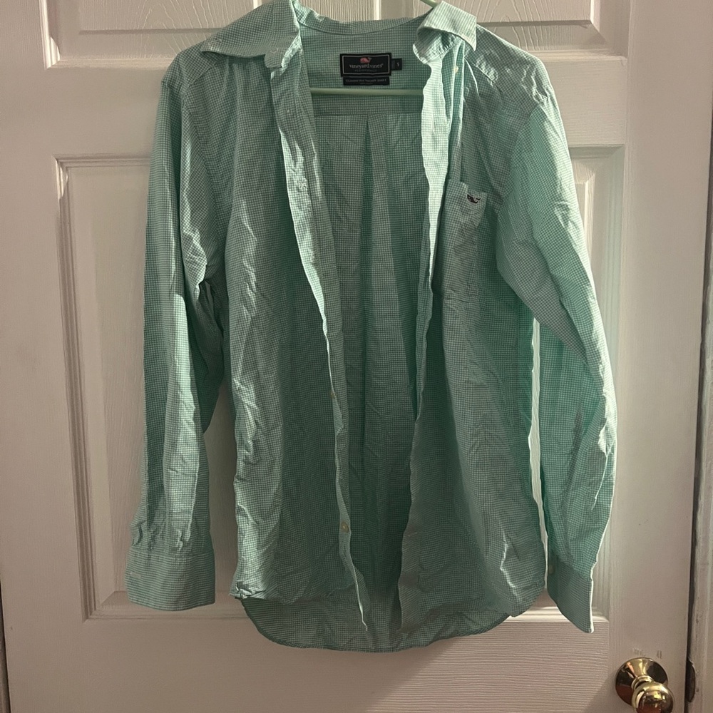 Vineyard Vines Green Plaid Long Sleeve Button Down Shirt Womens